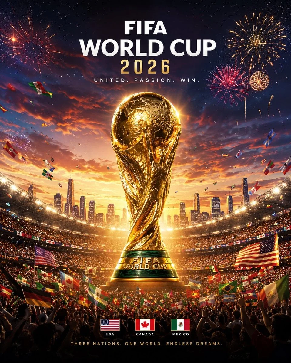 Football trophy poster at night with confetti